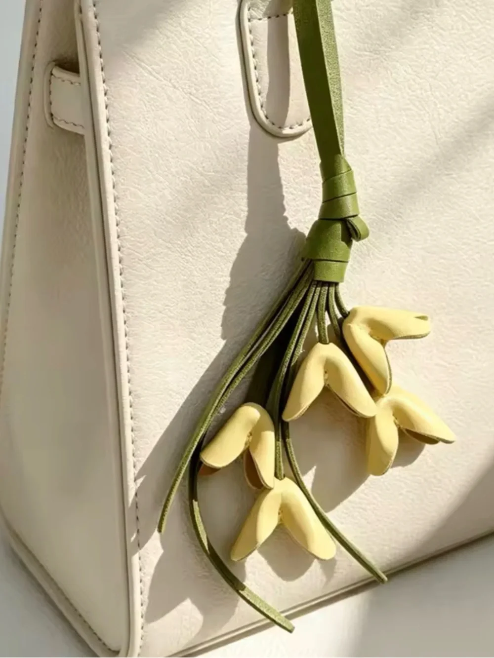 Lily of the Valley Flower Bag Charm – Premium Vegan Leather
